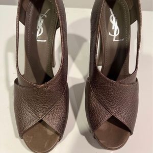 YSL Open Toe Leather Pumps